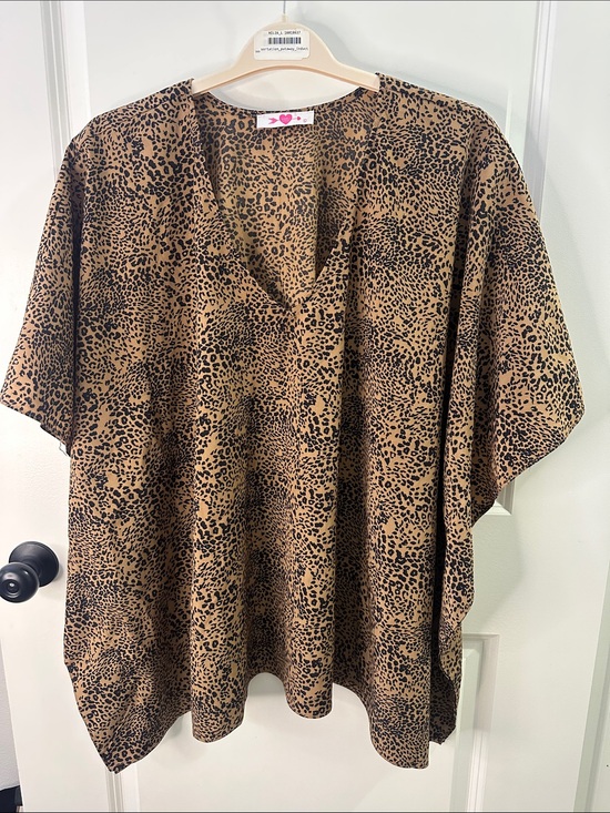 Buddy Love Tops - Buddy Love Leopard Print V-Neck Blouse/Swim Cover Size L